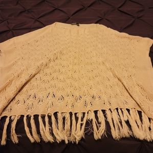 Fringe sweater poncho